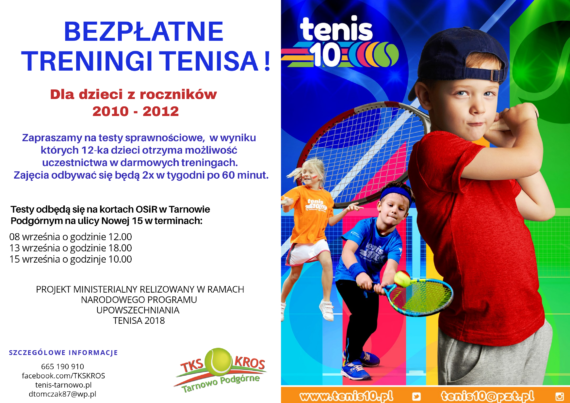 Nabór dzieci na bezpłatne treningi tenisowe